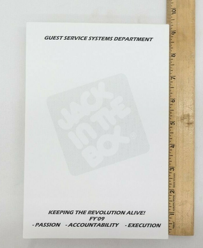 Jack in the Box Employee Notepads Approximately 50 Pages 9″ x 6″ Lot of 4 MK