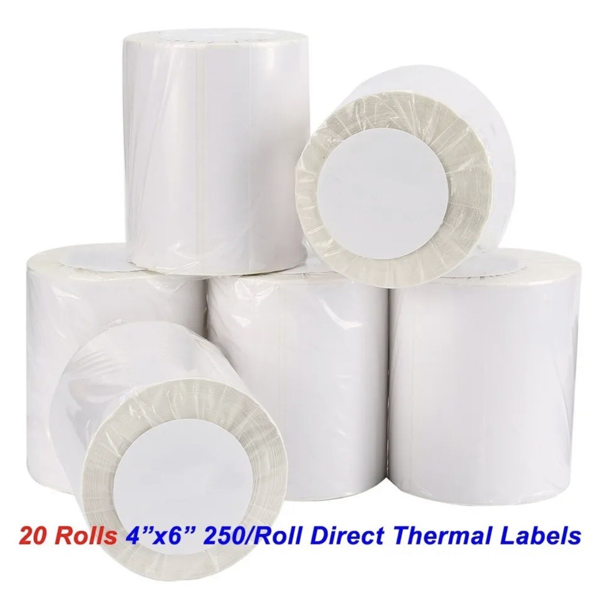 20 Rolls Direct Thermal Shipping Labels 250/Roll 4×6 For Zebra 2844 ZP450 Eltron