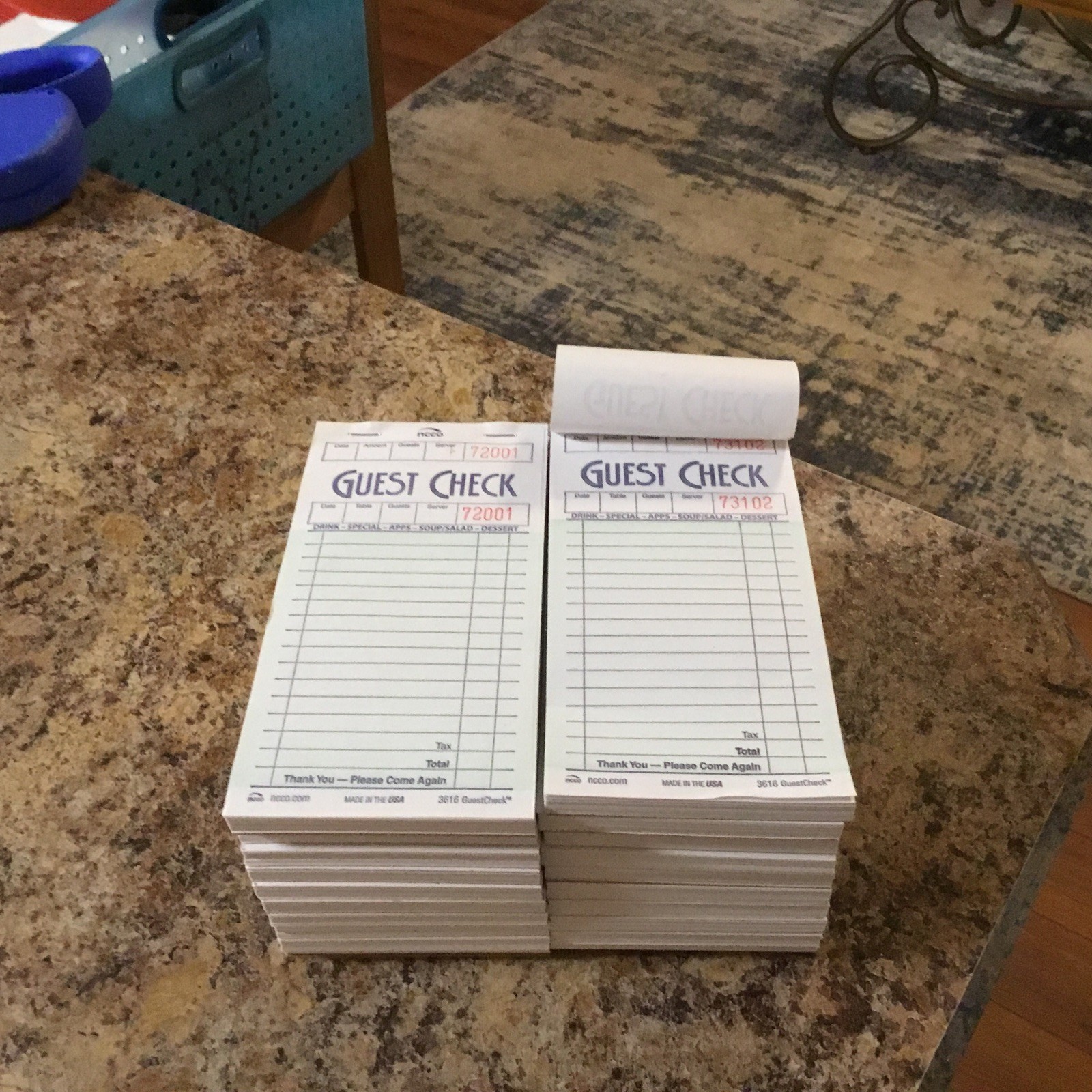 Waiter Check Pads NCCO #G3616 20 Pads Total 2000 Sheets White Waitress Notepad