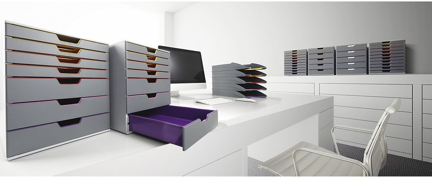 Varicolor 10 Drawer Unit – Gray Desktop Drawer Set with 10 Color Coded Draws …