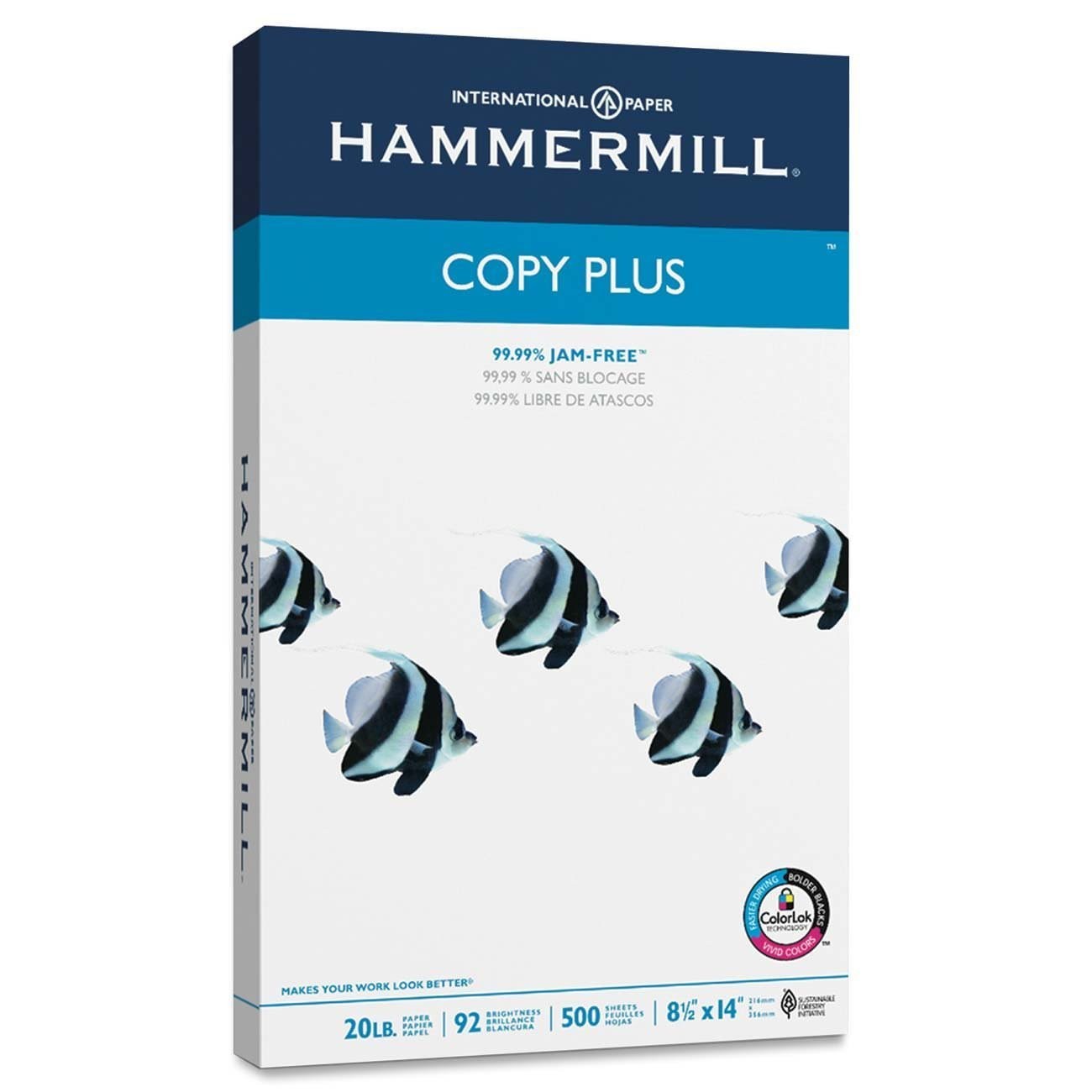 Hammermill KwHlGv Paper, Copy Plus, 20lb, 92 Bright, 8.5 x 14, 500 Sheets