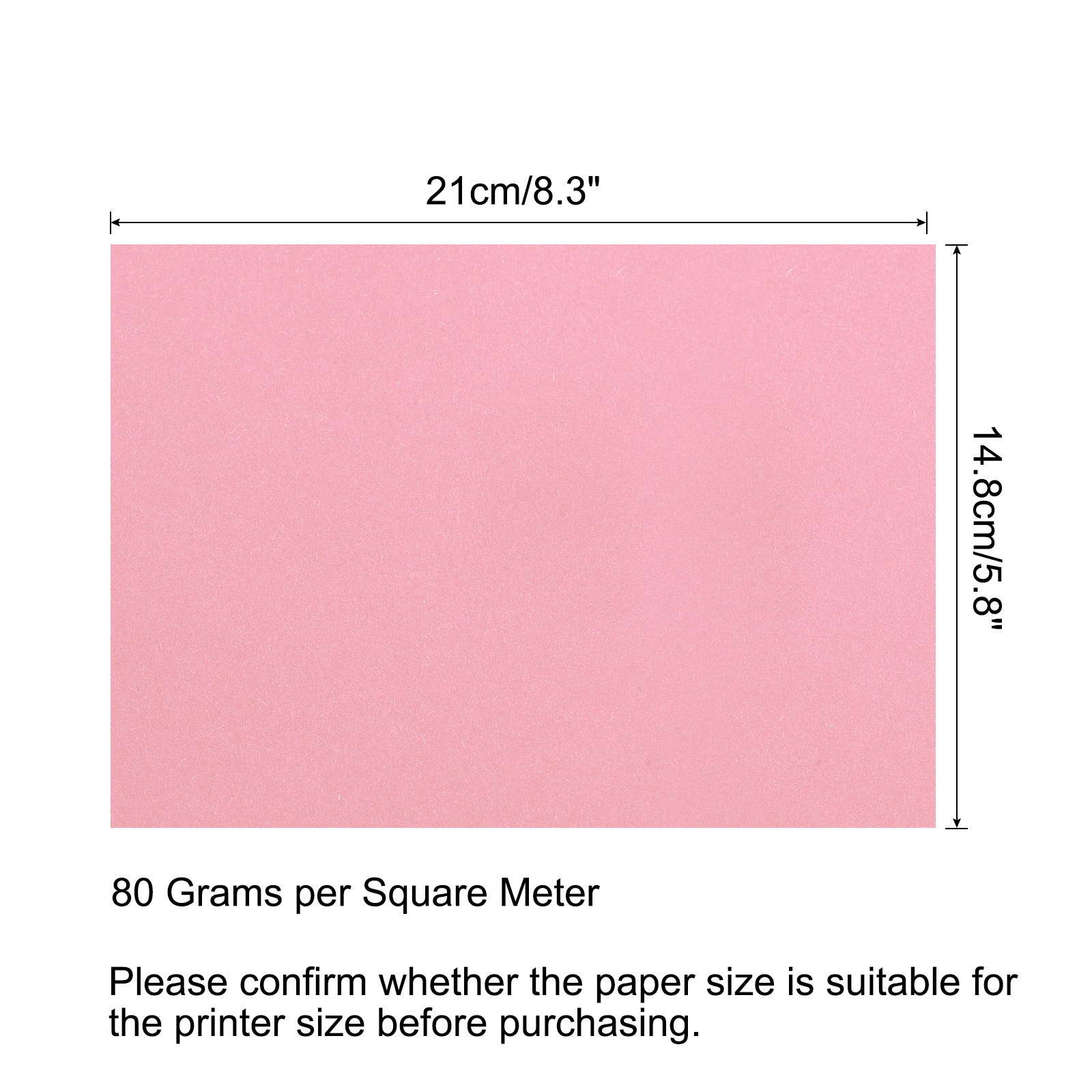 25 Sheet Colored Copy Paper 8.3×5.8 Inch 80gsm Light Pink