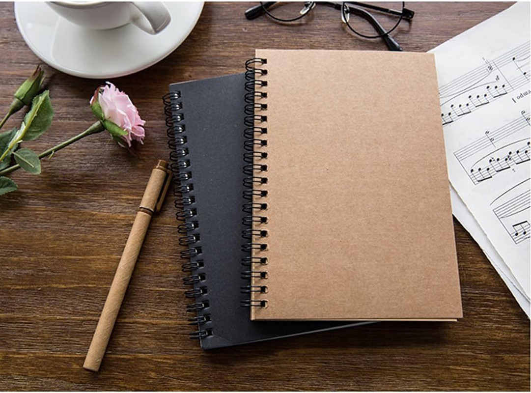 Soft Cover Spiral Notebook Journal 2-Pack, Blank Sketch Book Pad, Wirebound Memo
