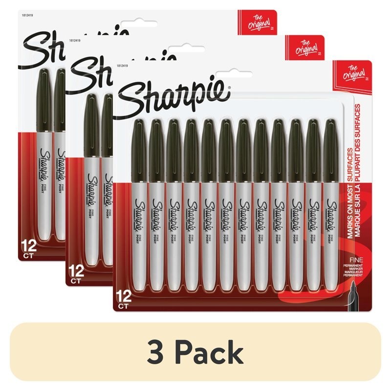 Sharpie Fine Point Permanent Marker Black 12/Pack 1884739
