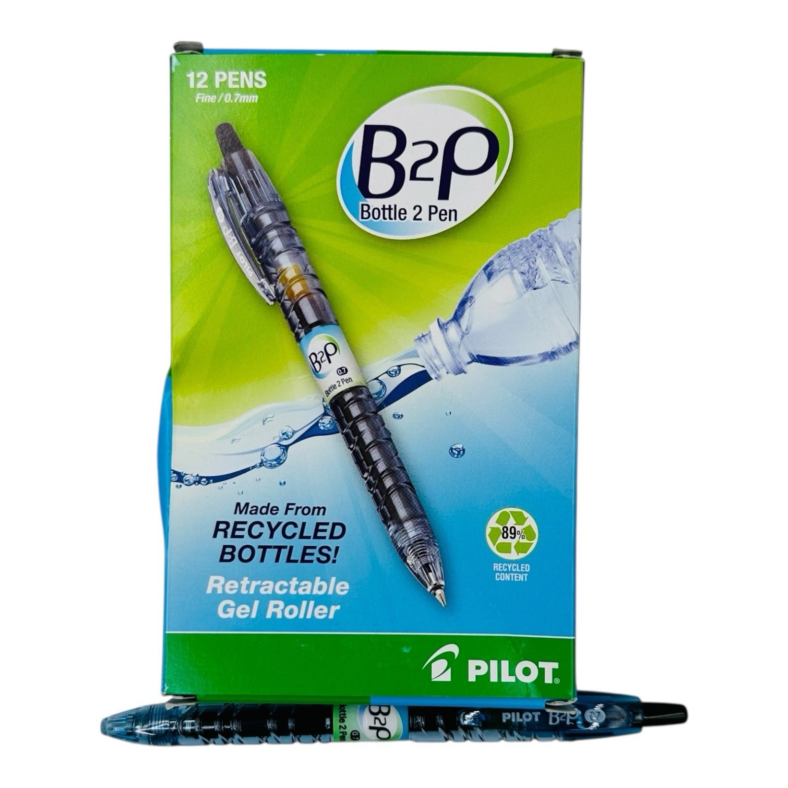 12 Pens Pilot B2P Retractable Gel Roller Pen Black Ink 0.7mm