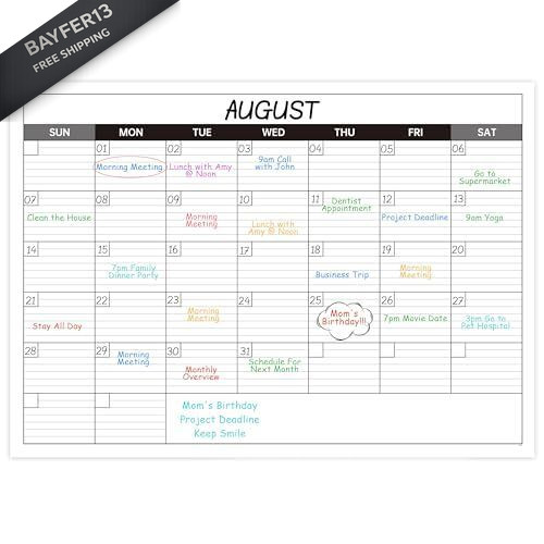 Large Dry Erase Calendar for Wall – Undated 1 Month Big 40″ x 30″