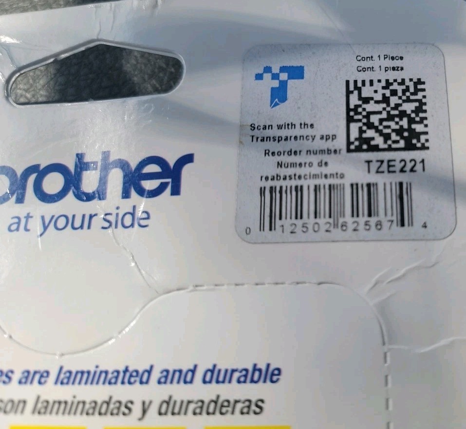 New Brother OEM7 P-touch TZe-141 3/8″ Black Ink/White Tape .35″× 26.2′ 9mm x 8m