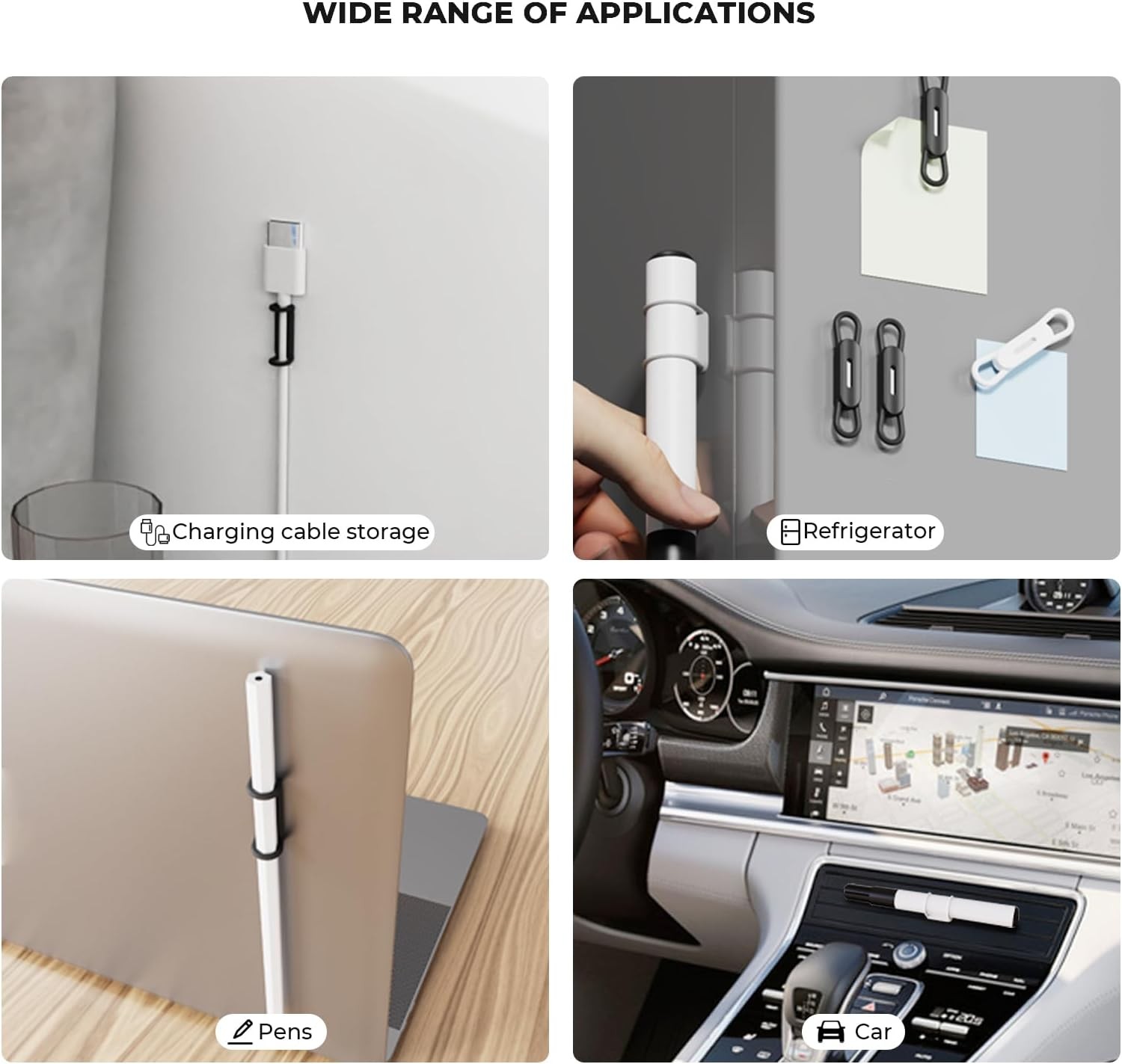 10 Pack Magnetic Pen Holder for Refrigerator, Adjustable Pen Pencil Holders