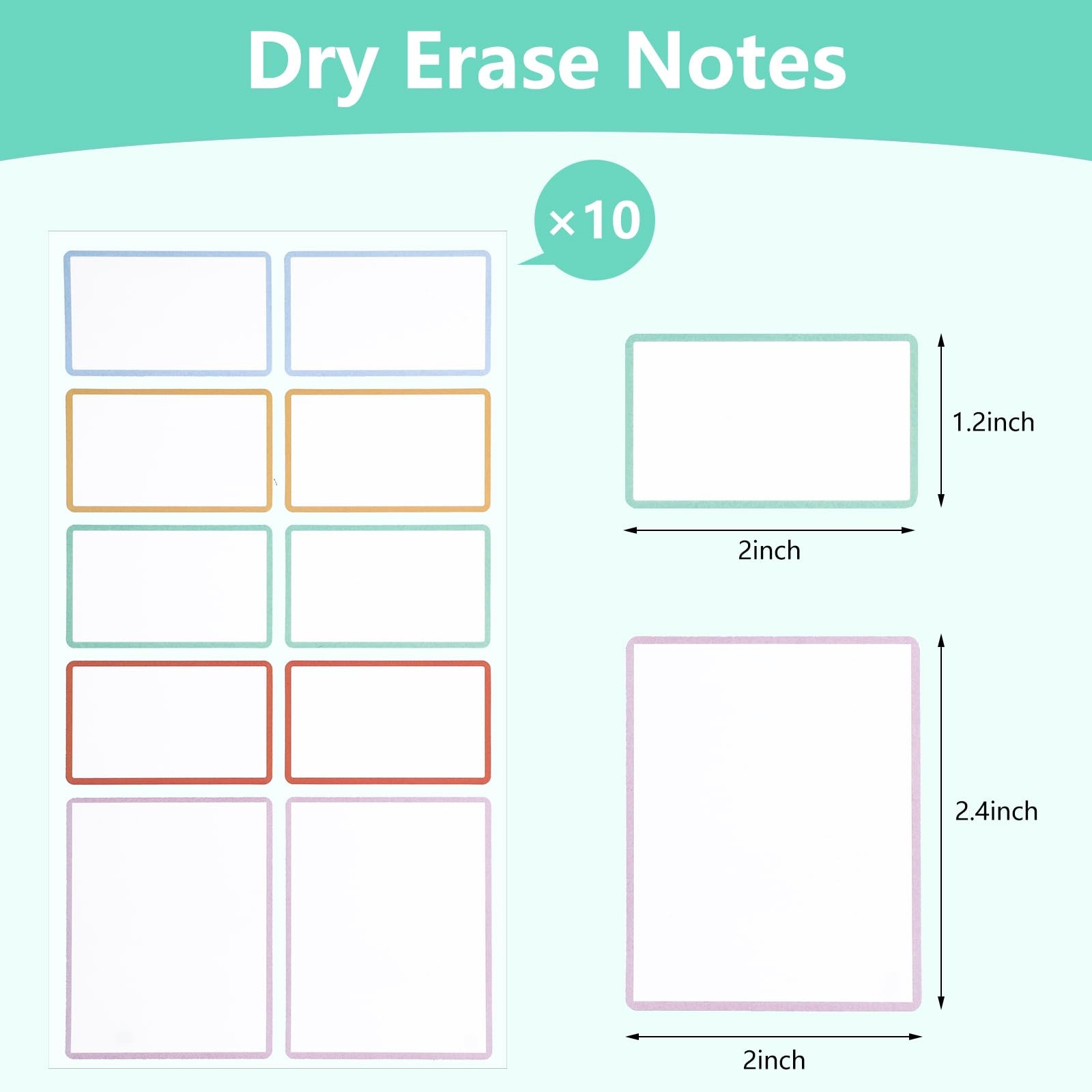 Dry Erase Sticker Labels Reusable 1.2In ×3In, 2In×2.4In, Colorful