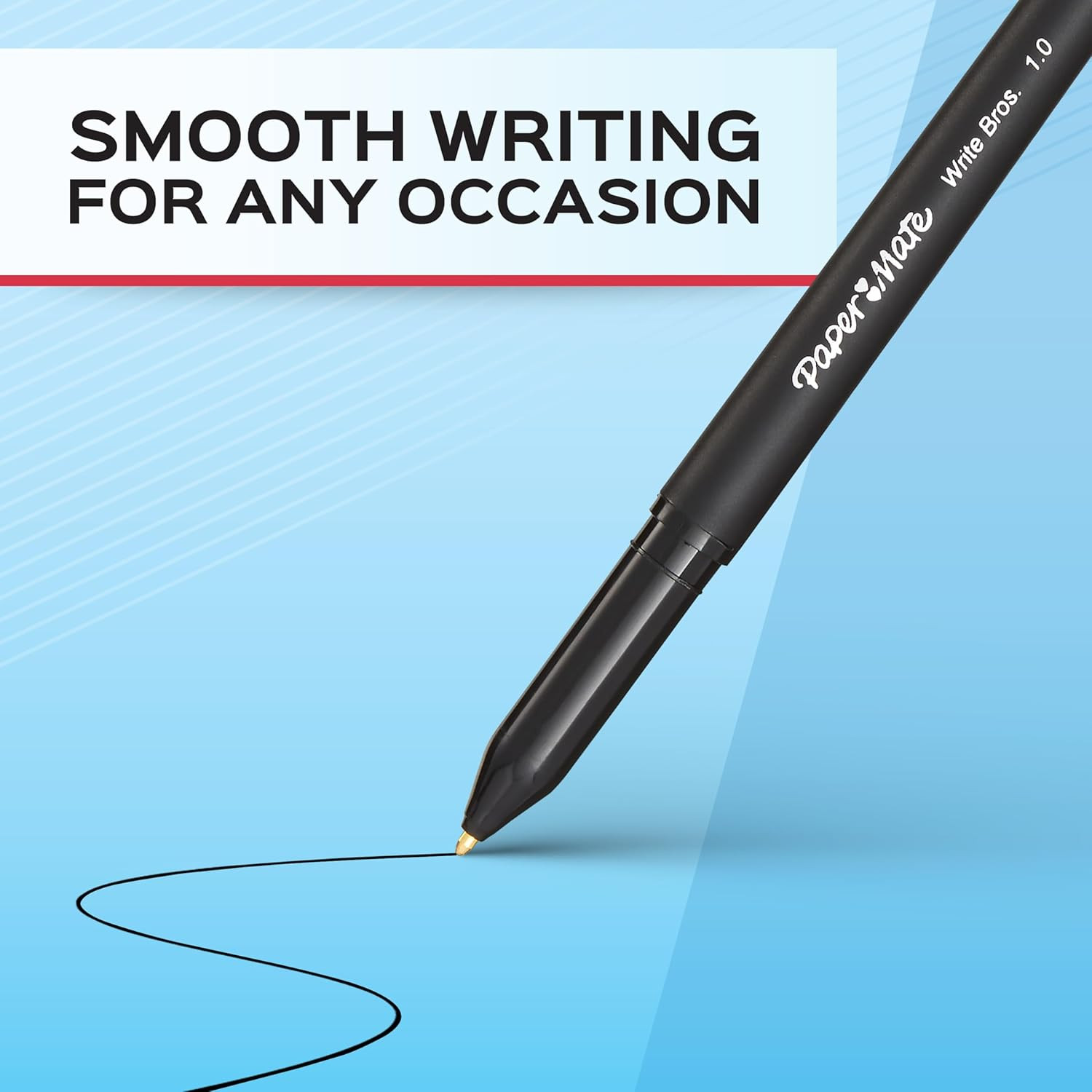 Paper Mate Ballpoint Pens, Write Bros. Black Ink Pens, Medium Point (1.0Mm), 60