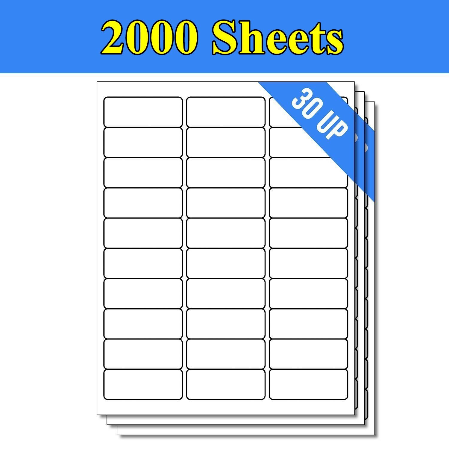 60000 Label ( 2000 Sheets ) 1″ x 2 5/8″ Shipping Adhesive Labels 2.625 x 1 30 UP