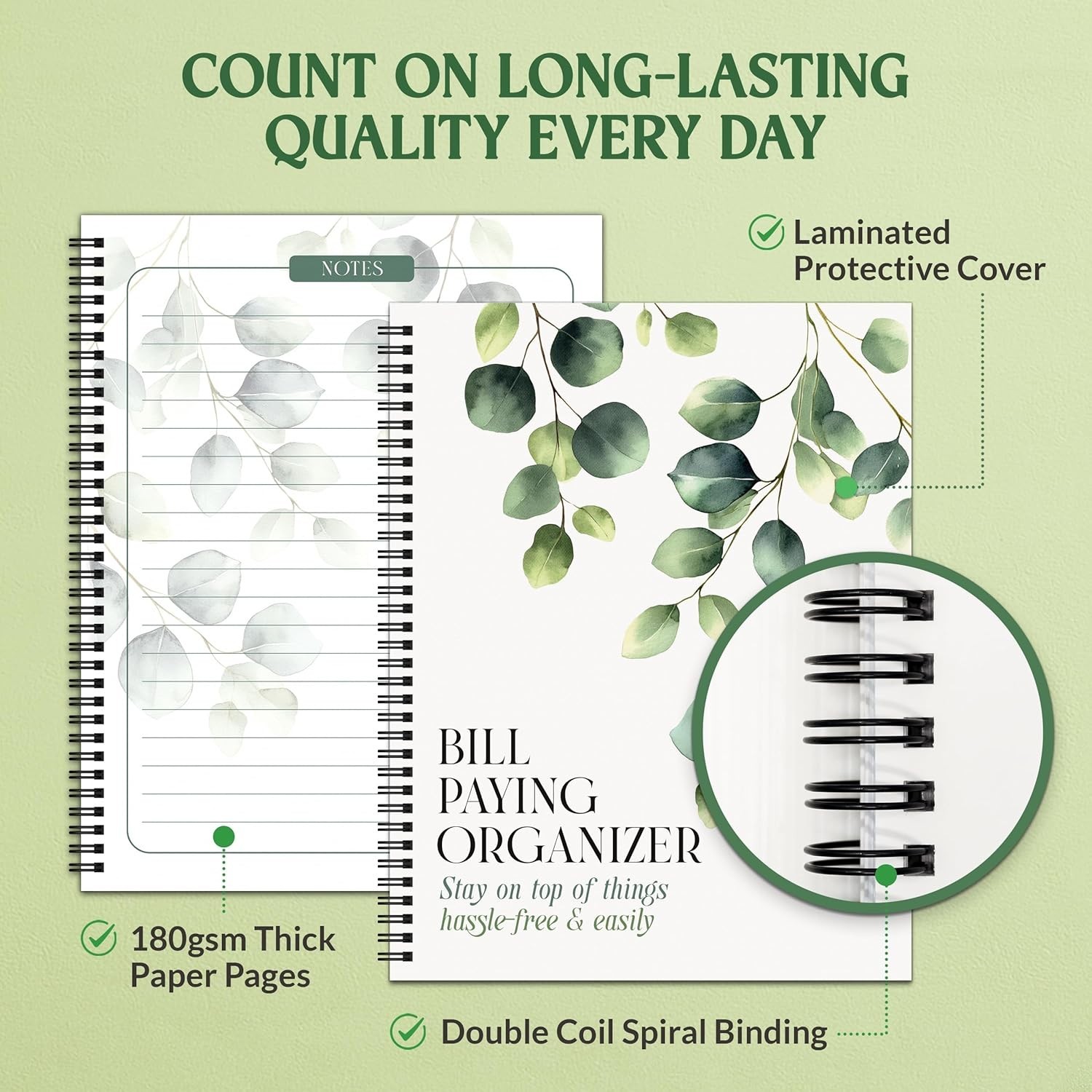 Decorably Bill Organizer with Pockets, 14 Pocket Pages 9x12in Euc