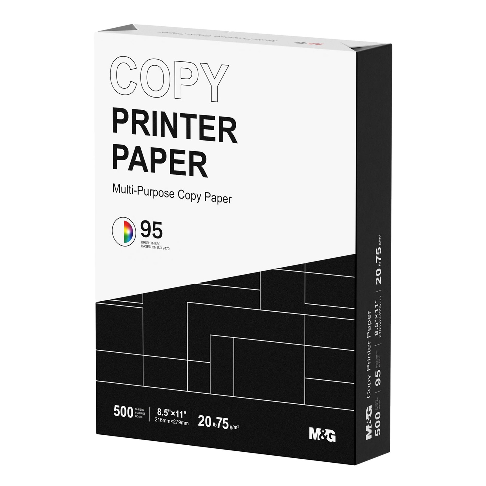 Multipurpose Copy Printer Paper, 8.5 x 11, 20lb, 1 Ream (500 Sheets), 95 Brig…