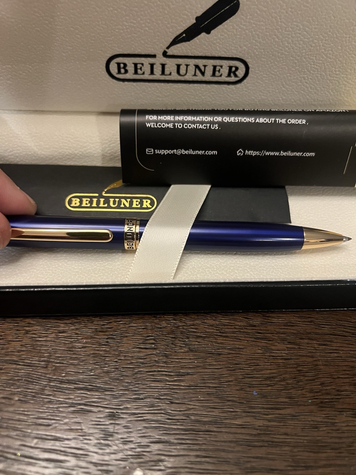 BEILUNER Blue Lacquer Gel Pen – Stunning Luxury Pen with 24K Gold Finish