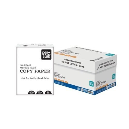 Pen+Gear Printer Copy Paper 8.5 x 11 White 10 Ream 5000 sheets 92 bright 20 lb