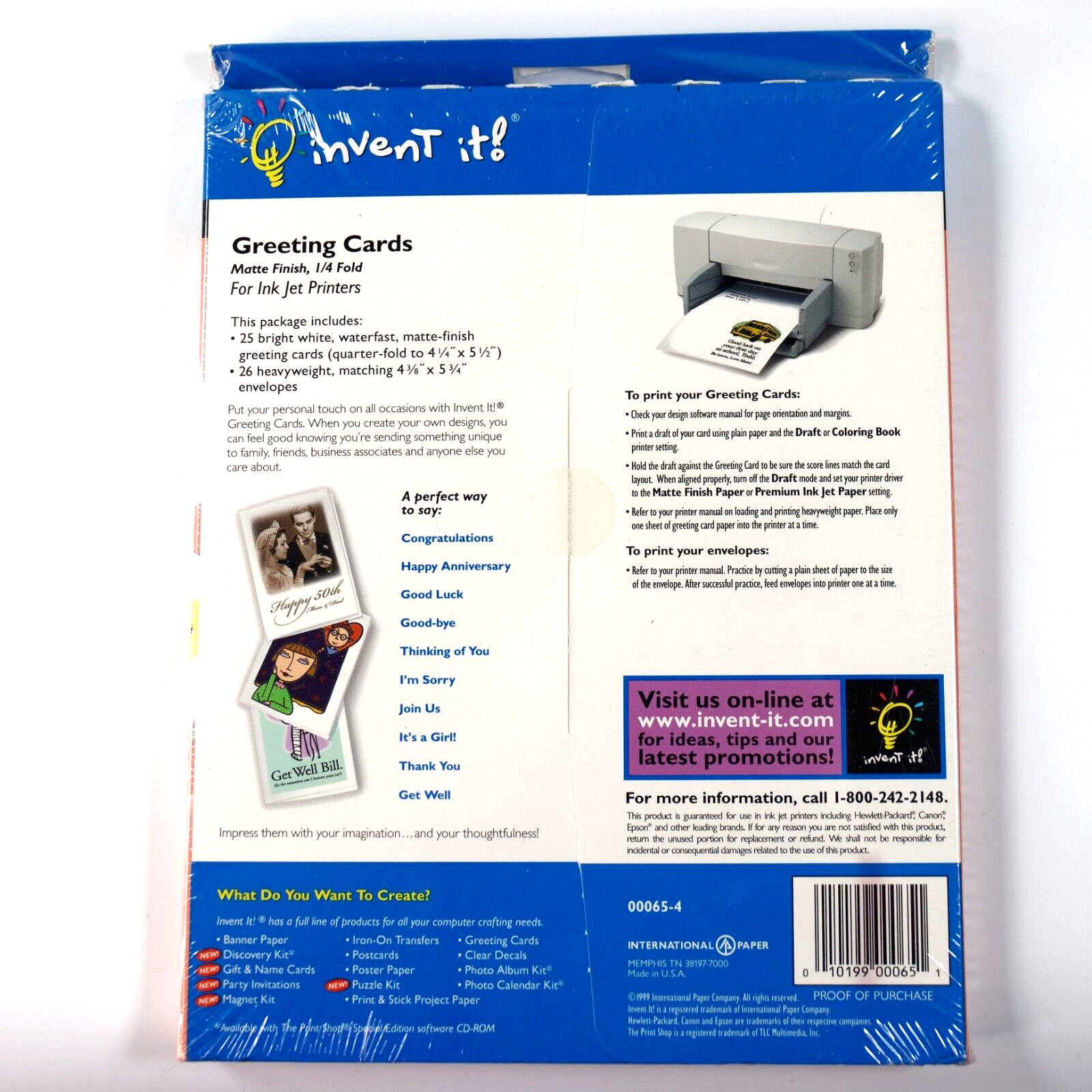 Invent It Greeting Cards Matte 1/4 Fold Inkjet Paper Kit 25 Cards Sealed New