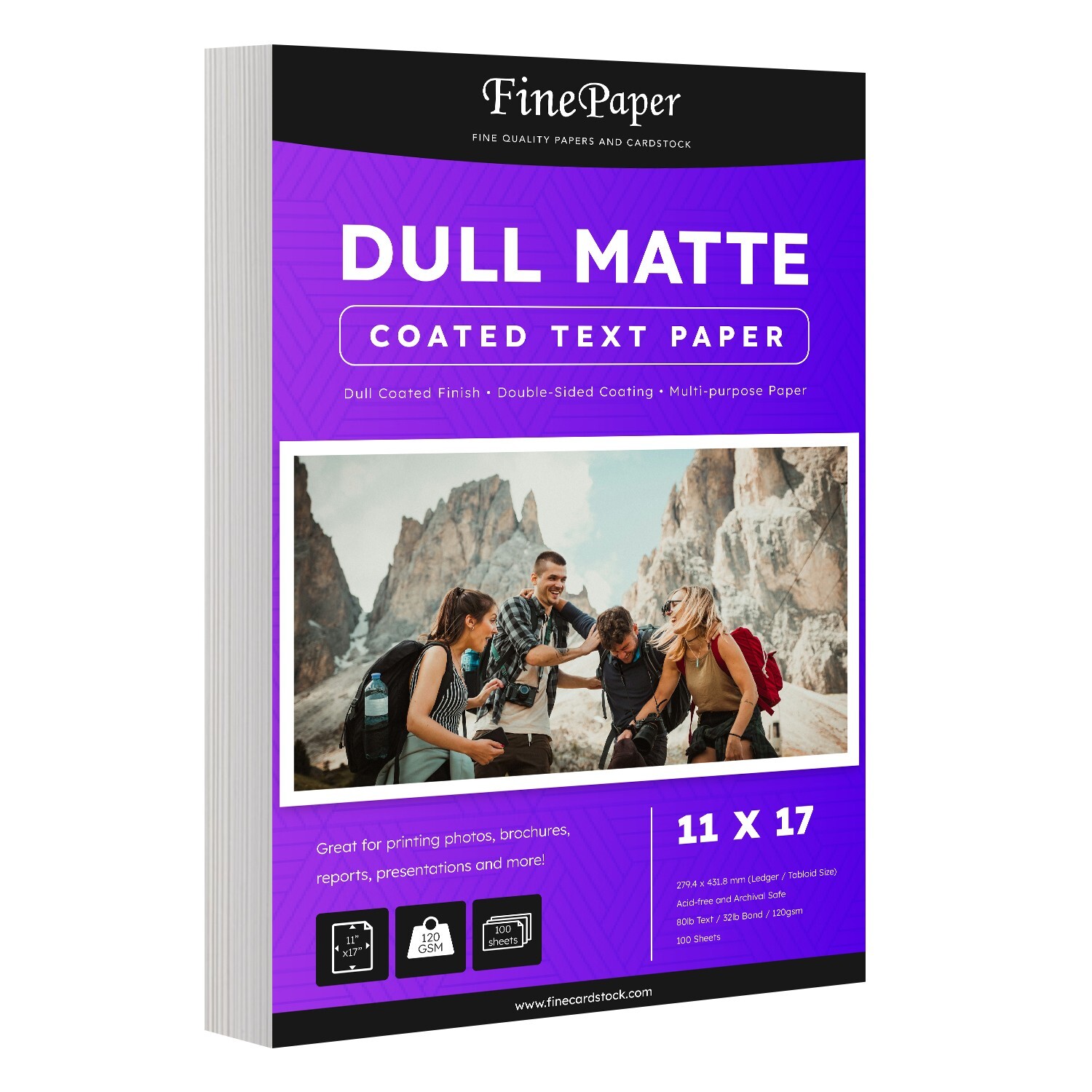 Dull 80lb Text Digital Low Gloss Paper, C2S, 11 x 17, 100 Sheets