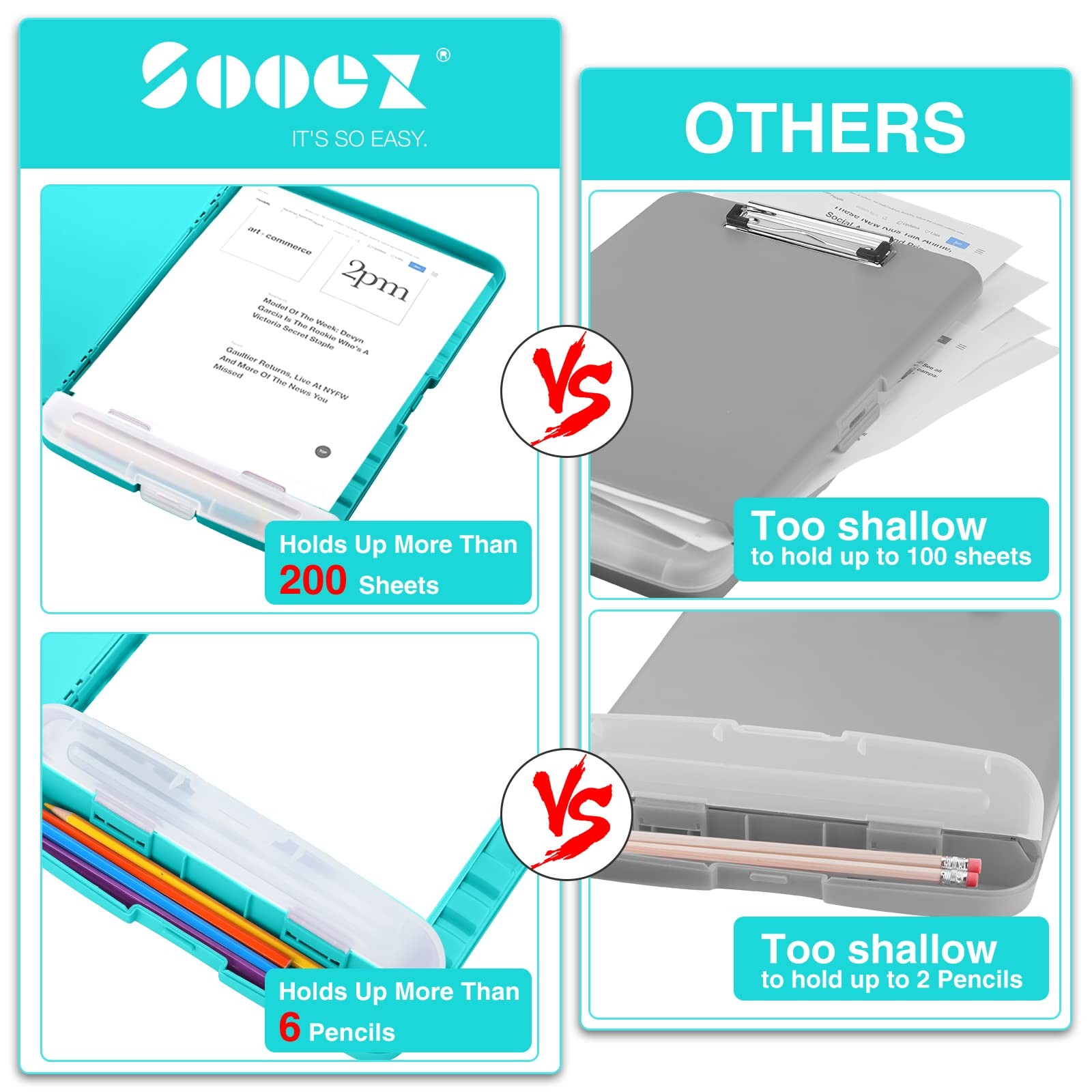 Clipboard 8.5×11 Mint Green Heavy Duty with Storage