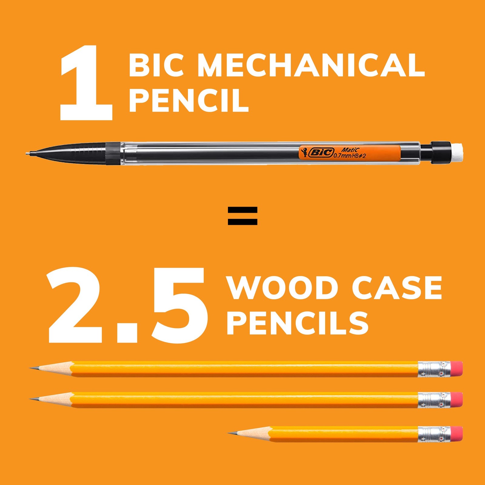 BIC Xtra-Smooth Mechanical Pencils with Erasers, 1 Count (Pack of 10), Black