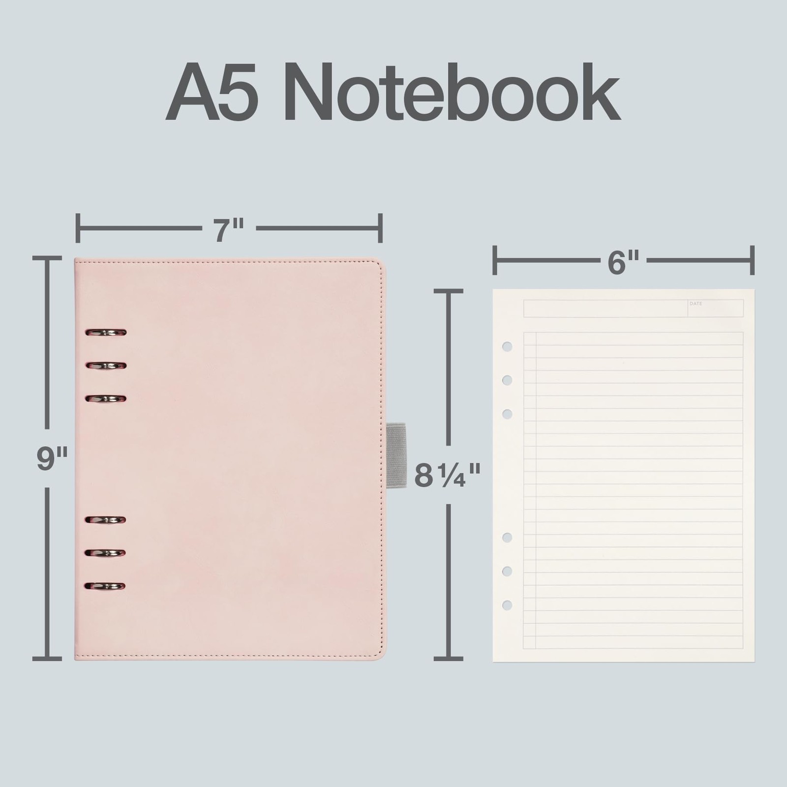 6-Ring Professional Notebook, 7 x 9 Inch, Refillable Notebook, Writing Journa…