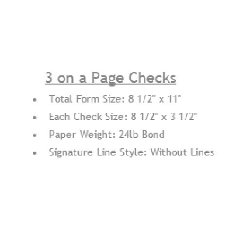 50 Sheets – 150 Checks Blank Check Stock Paper – Blue – Three (3) on a Page