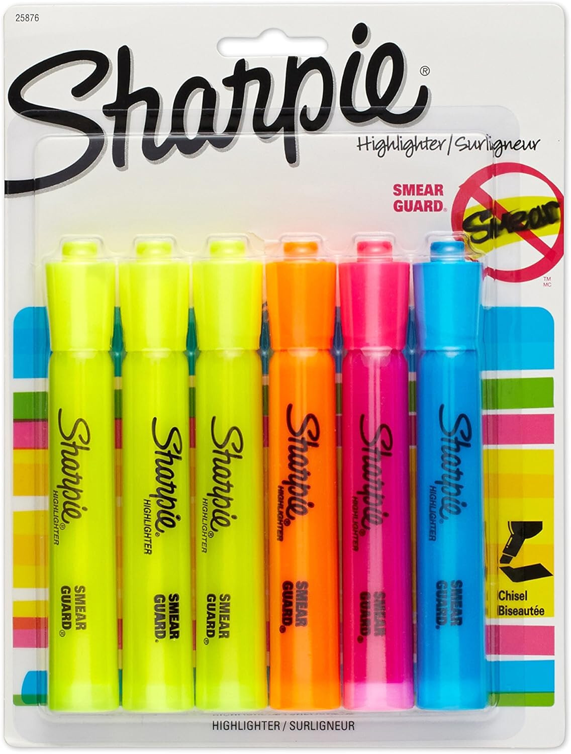 SHARPIE Accent Tank-Style Highlighters 25876 Assorted Colors – 6 Pack