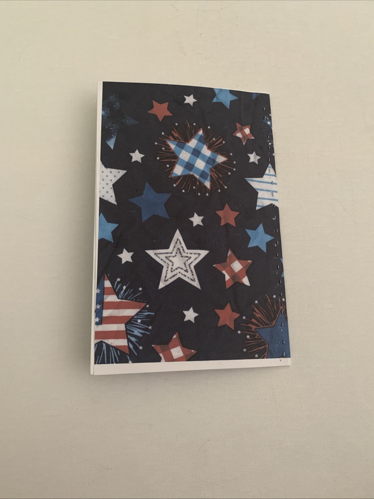 Handmade Patriotic Pocket Journal | Stitched Stars and Stripes Mini Notebook