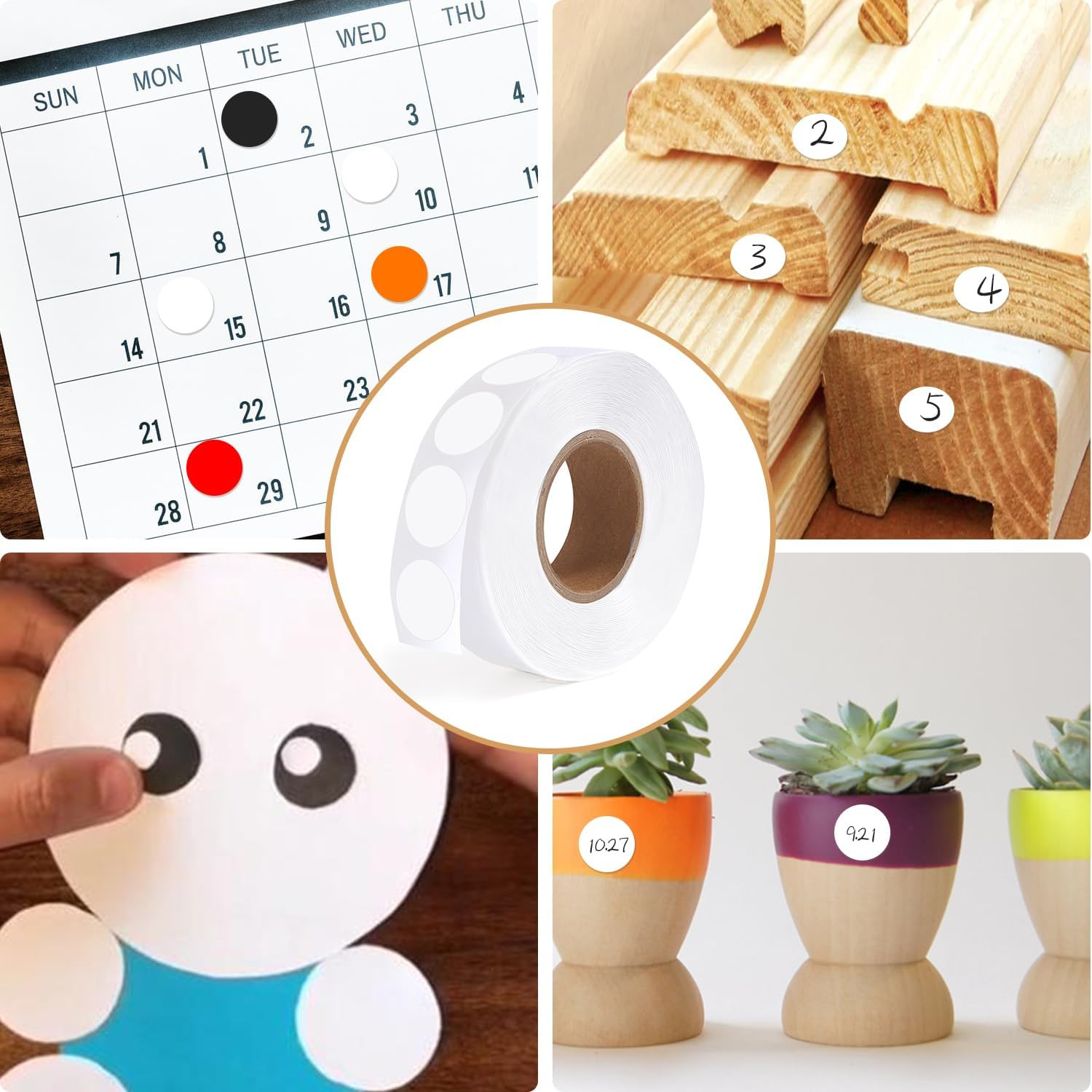 1000 PCS Dot Stickers 1/2 Inch Circle Small round Coding Labels, Blank White Col