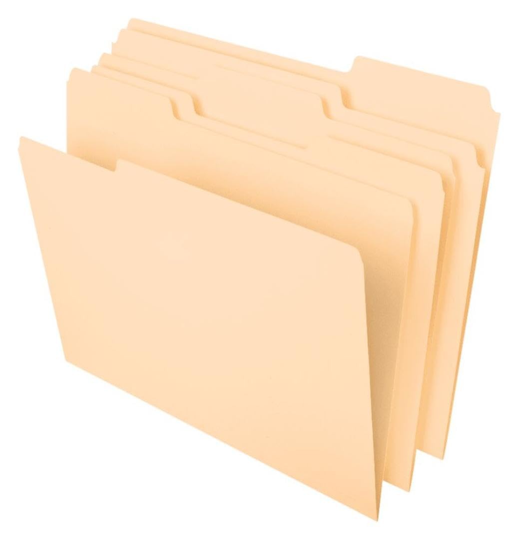 File Folders, Letter Size, 8-1/2″ x 11″, Classic Manila, 1/3-Cut Tabs in Left