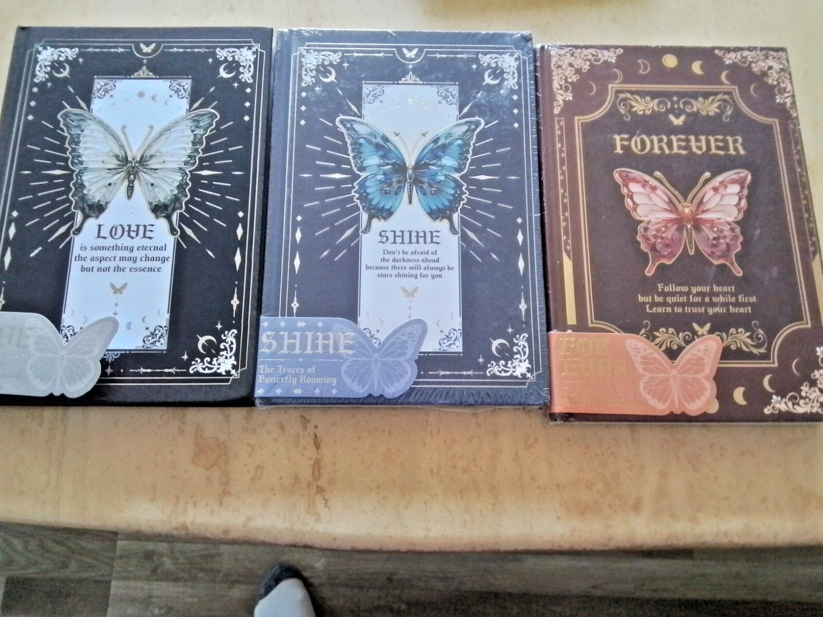 Butterfly Journal Blue, and Burgandy, Black Hard Cover, Choose color under MPN