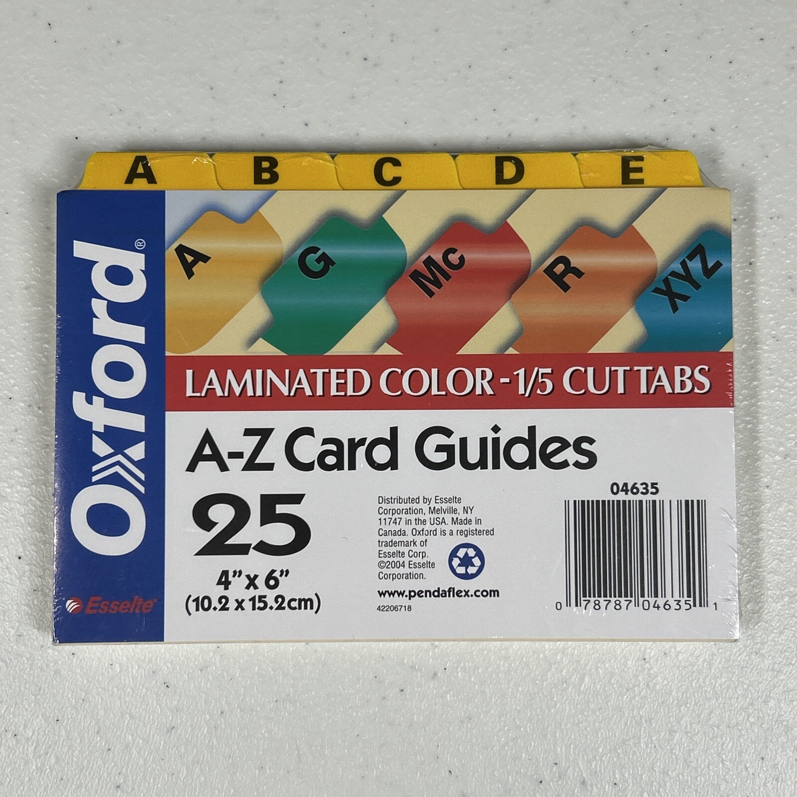 Oxford A-Z Laminated Tab Card Guides 25 X Divider[s] A-Z 4”x 6” Organization