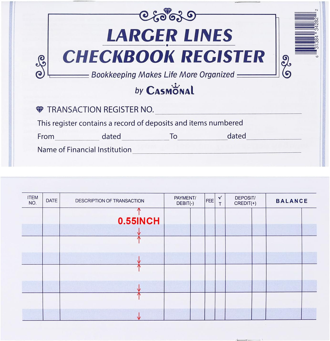 Larger Lines 20 Pack Checkbook Register, Check Registers for Personal Use