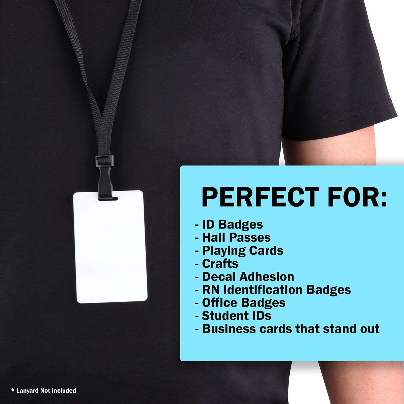 Pack of 100 White PVC Cards with Slot Punch on Short Side | Graphics Quality …