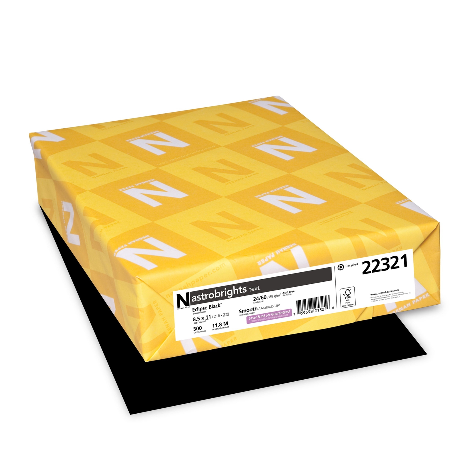 24lb Eclipse Black Colored Paper 8.5×11 Acid Free 500 Sheets Printing Paper