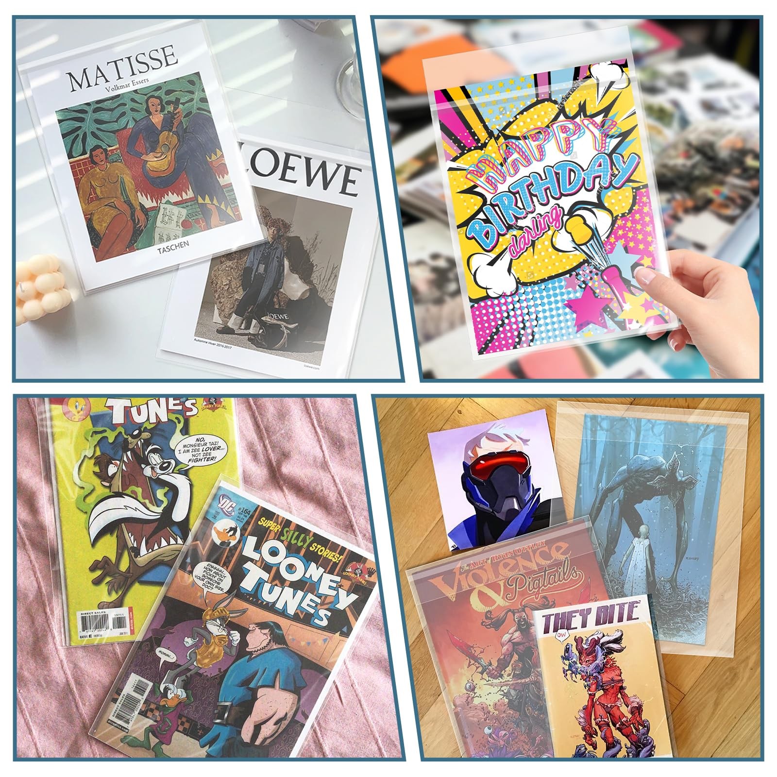 100 Pcs Resealable Graded Comic Book BagsClear Plastic Comic Sleeves for CGC