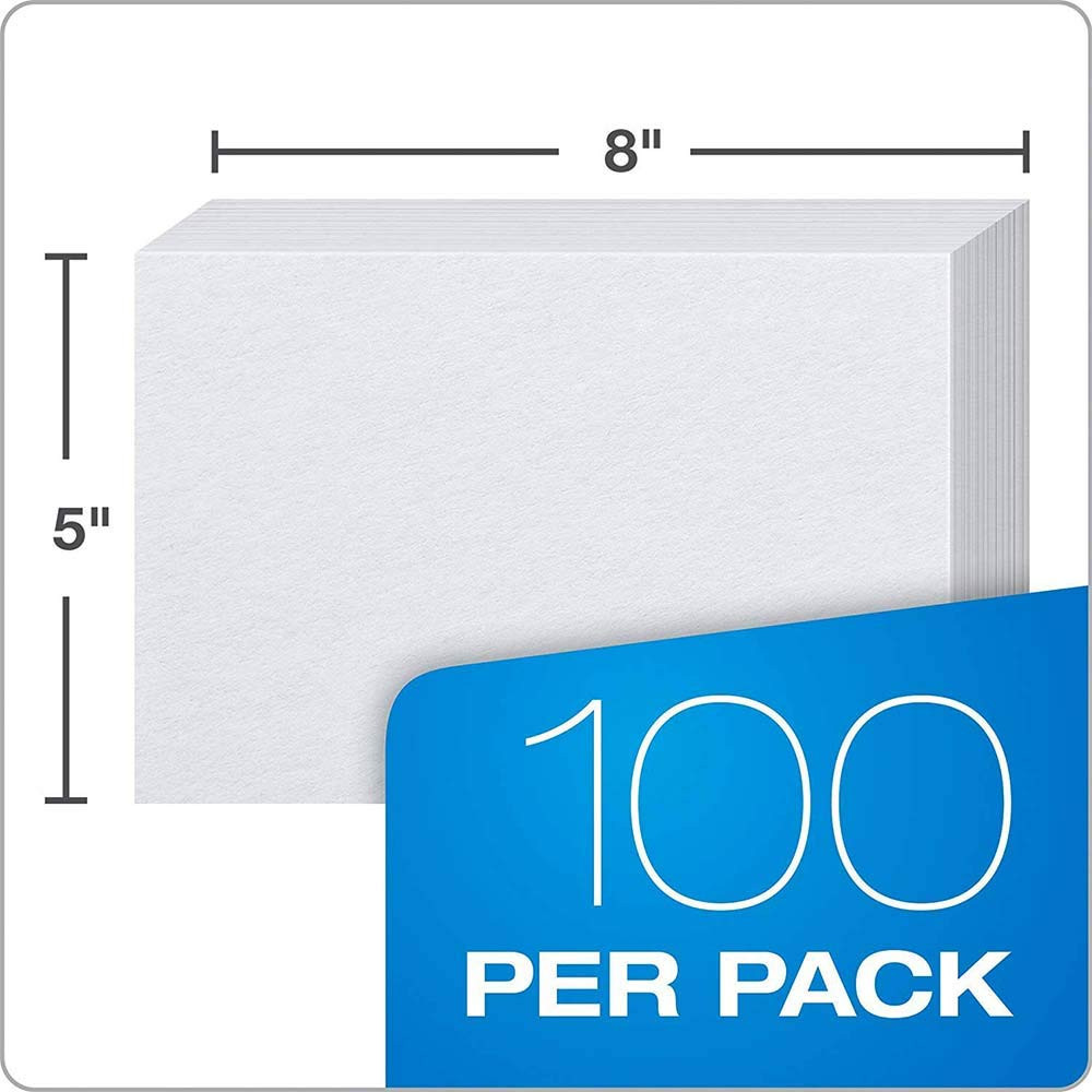 100 Pack 5×8 Blank White Card Stock Index Cards Durable Recycled Paper