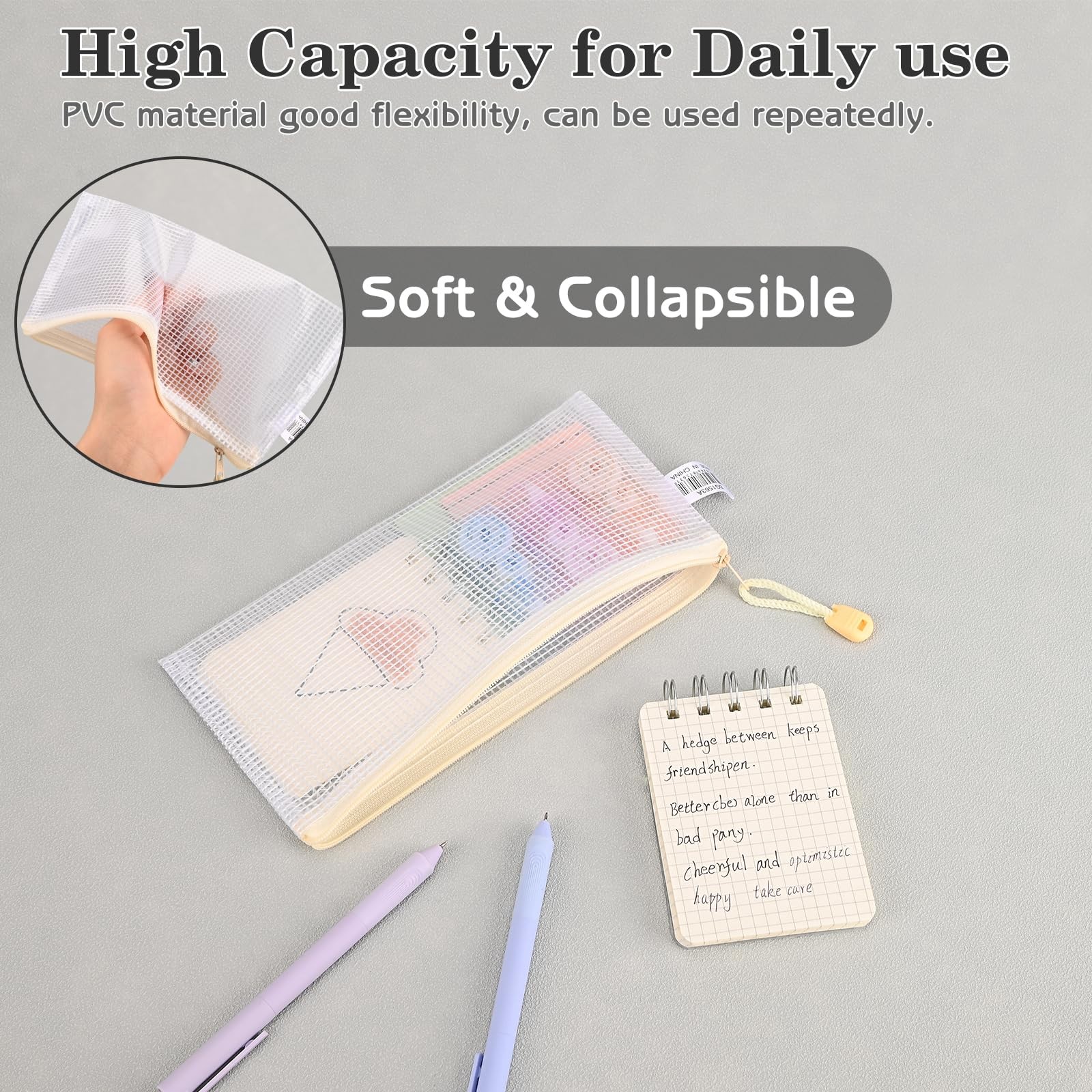 10Pcs Mesh Zipper Pouch Bags, A6 Sizes Pencil Waterproof Pouch Bag, Zipper Po…