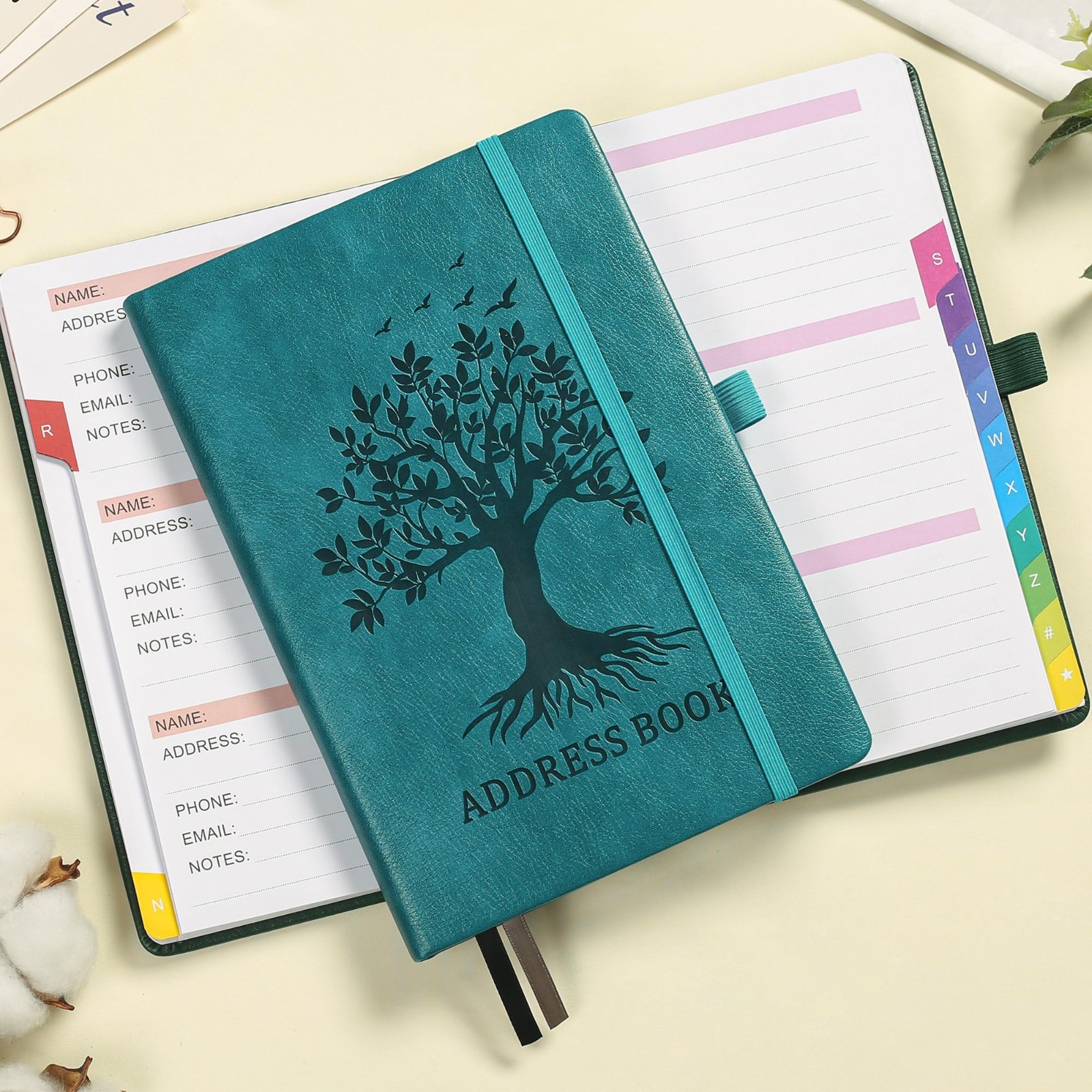 Colorful Alphabetical Address Book with Tabs – Hardcover Contact Organizer for S