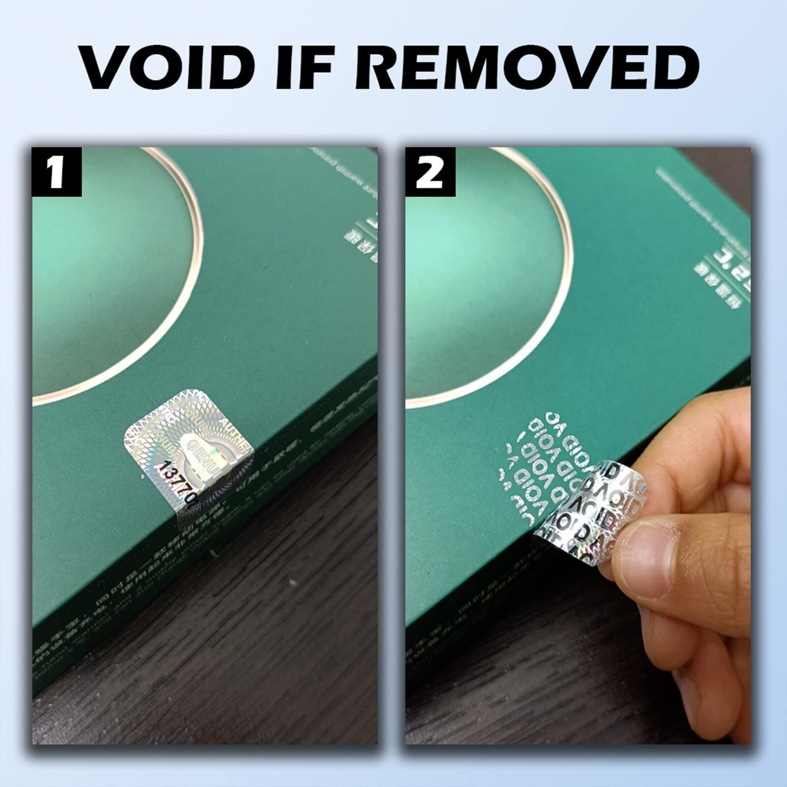 300 Pcs Authentic Hologram Labels/Stickers Silver Transfer Tamper Evident Sec…