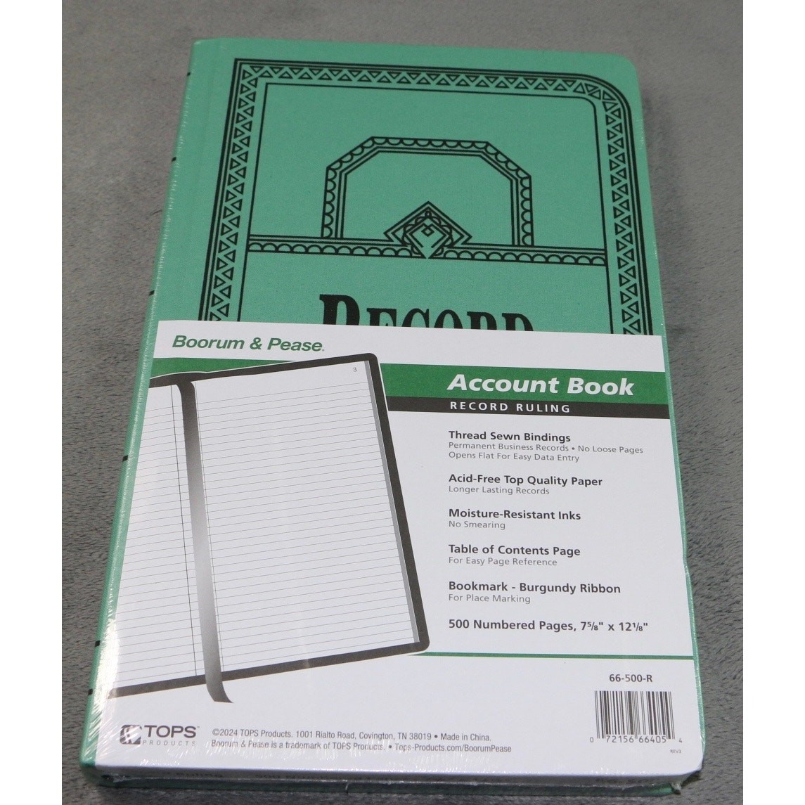 Boorum & Pease Account Book Record Ruling 500 Pages Hardcover Green 66-500-R