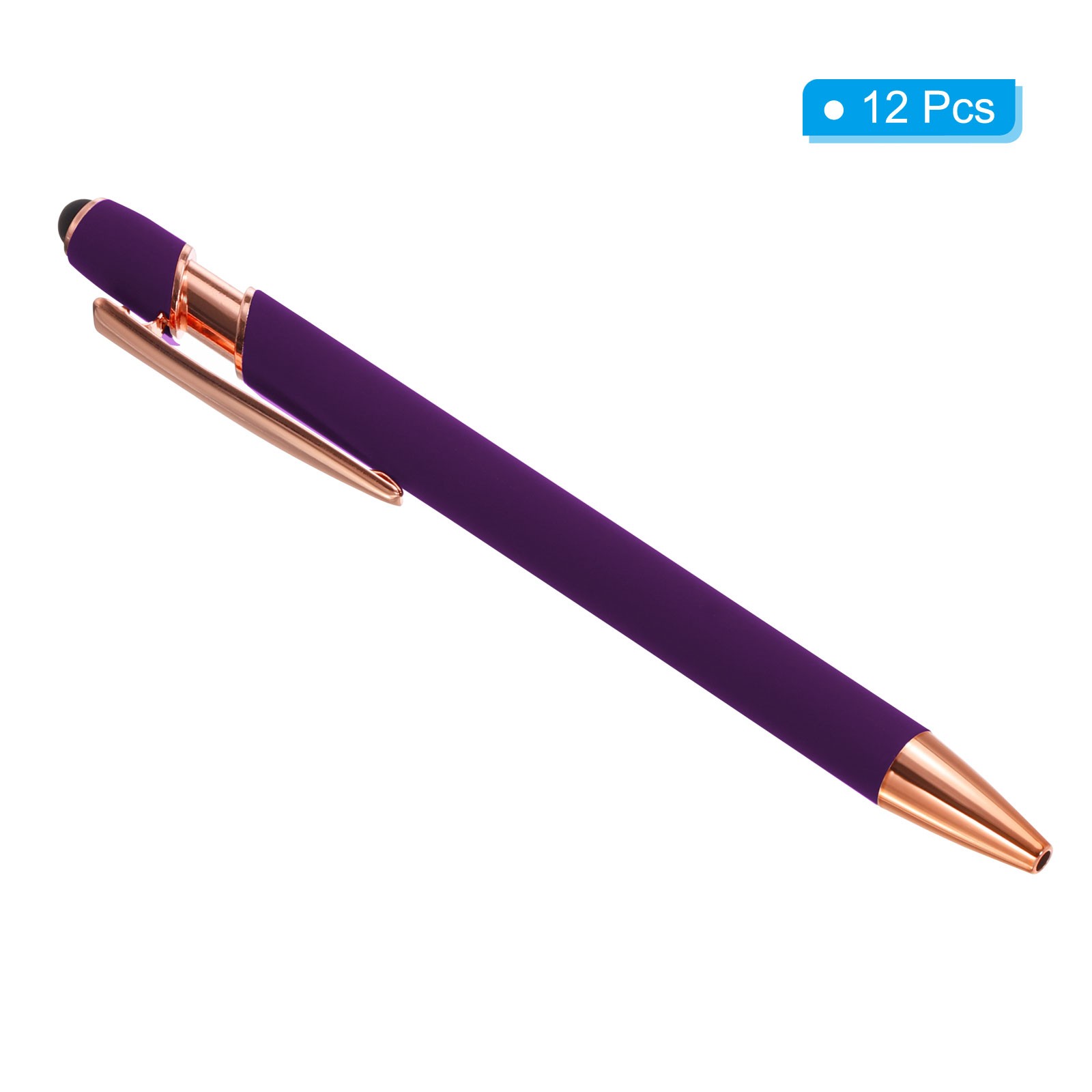 Ballpoint Pen with Tip, 12 Pack 2 in 1 Metal Pen Style 2, Purple