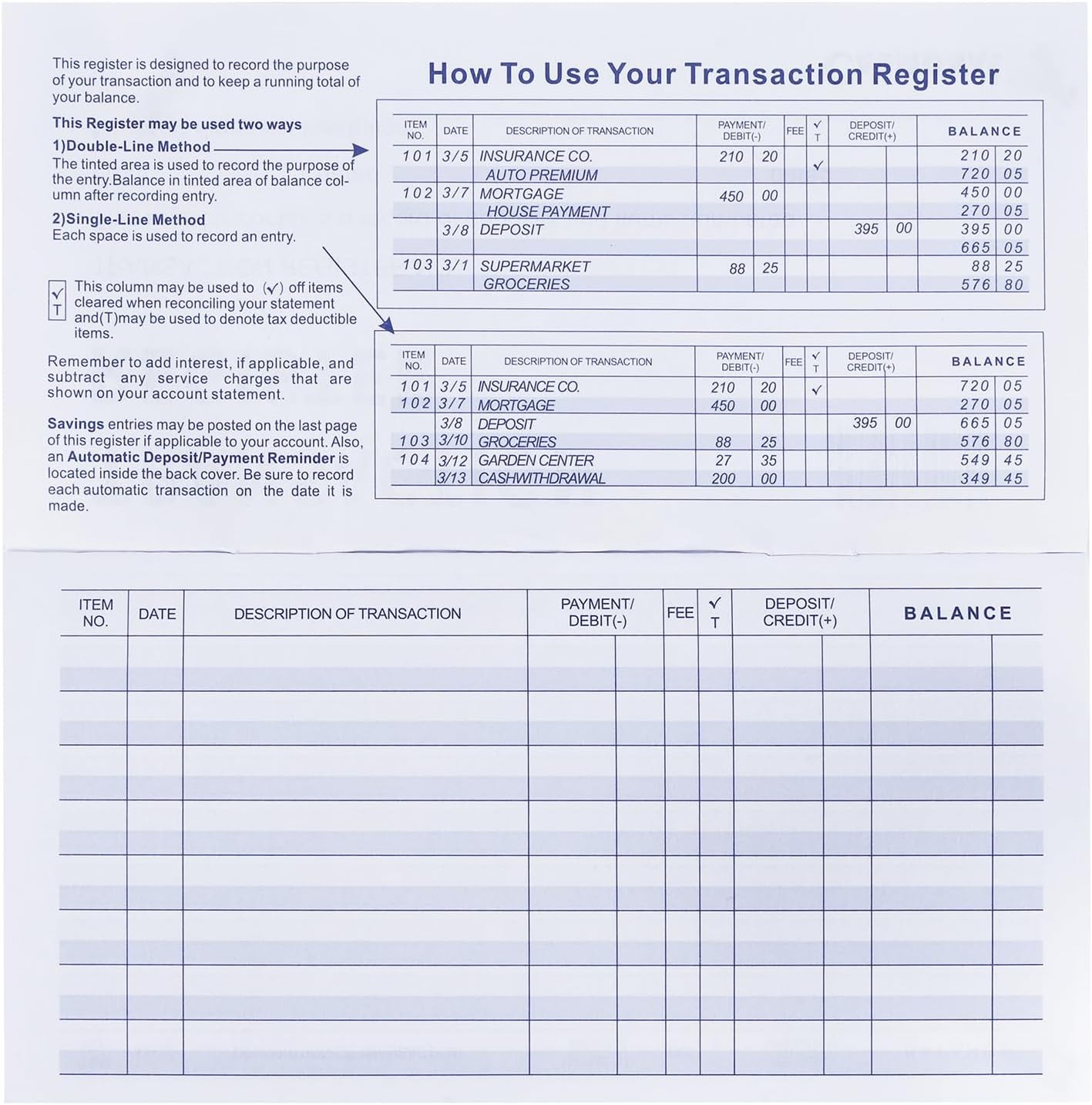 20 Pack Checkbook Register, Check Registers for Personal, Blank Ledger Transa…