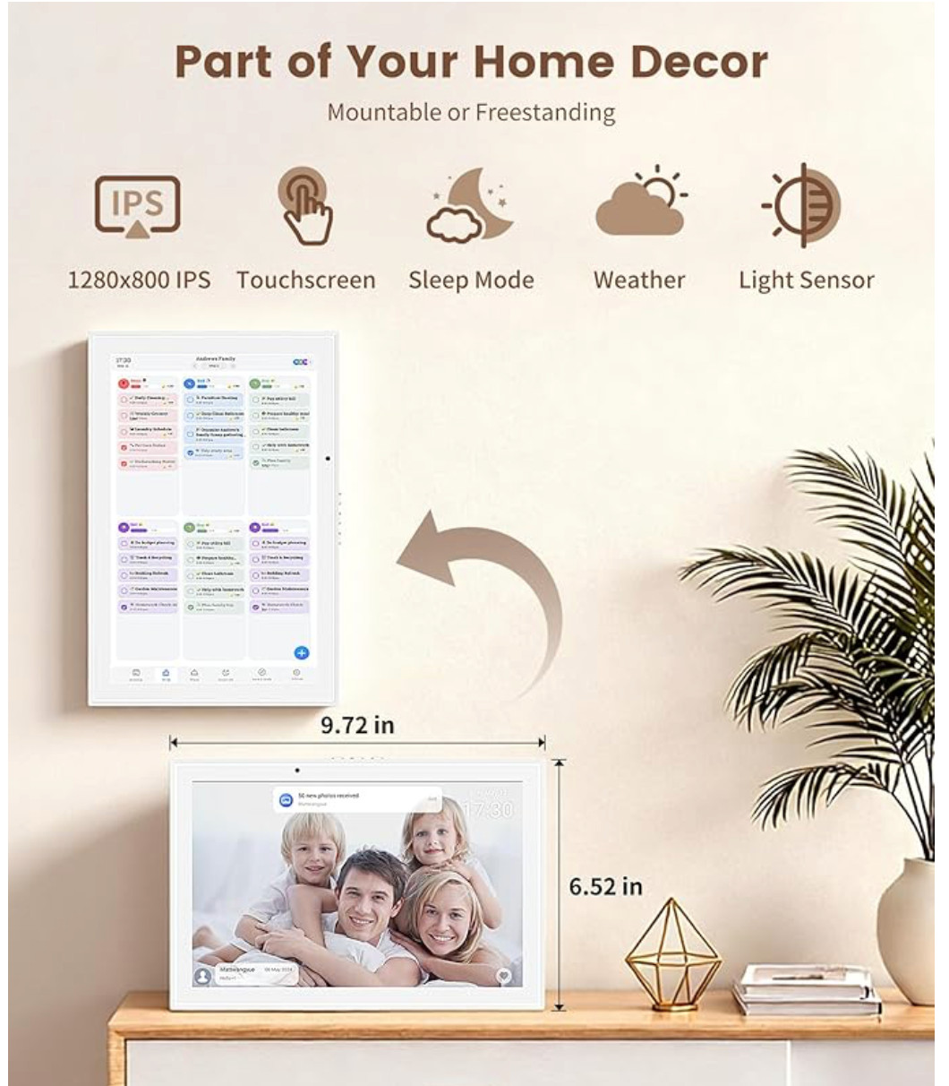 10.1″ Digital Calendar & Smart Touchscreen Planner, Electronic Calender w/ chore