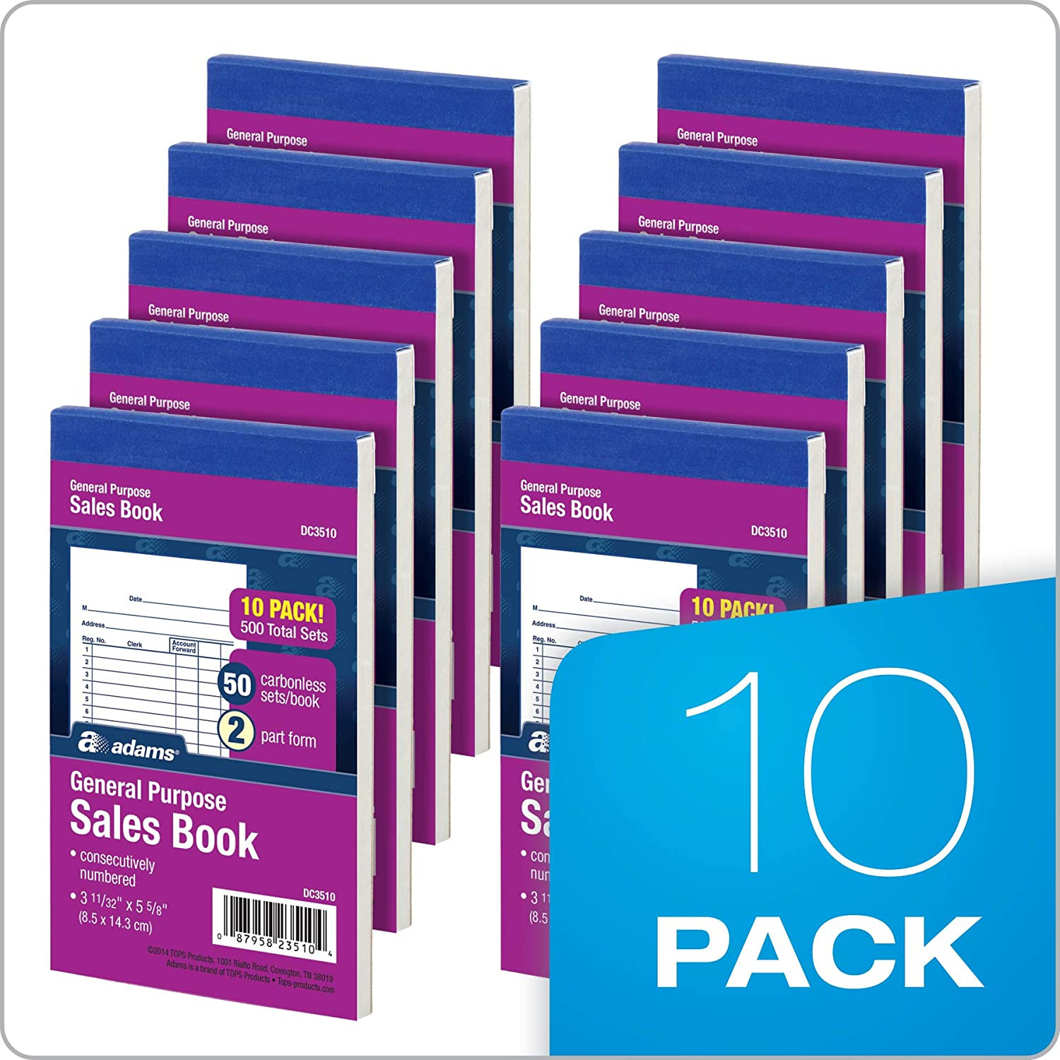 Adams General Purpose Sales Book, 2-Part, Carbonless, White/Canary