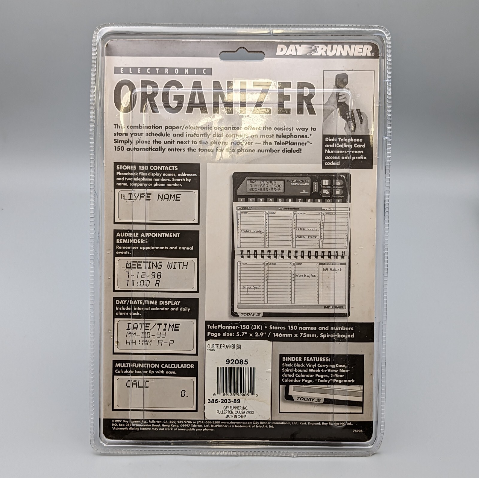 New Day Runner Electronic Organizer TelePlanner-150 Stores 150 Names & Numbers