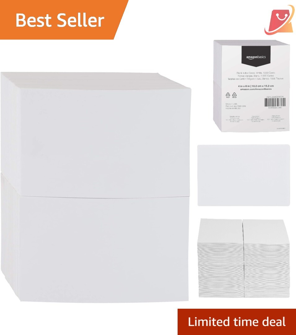 Blank White Index Cards 4×6, 1000 Count, Perfect for Studying and Notes