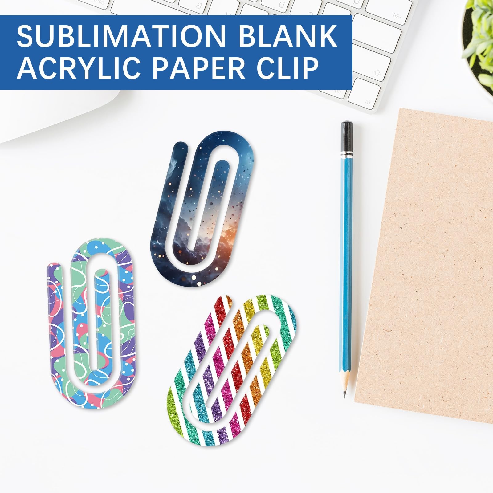 24PCS 4″ x 2″ Bulk Acrylic Sublimation Paper Clip Blanks Jumbo for Bookmarks …