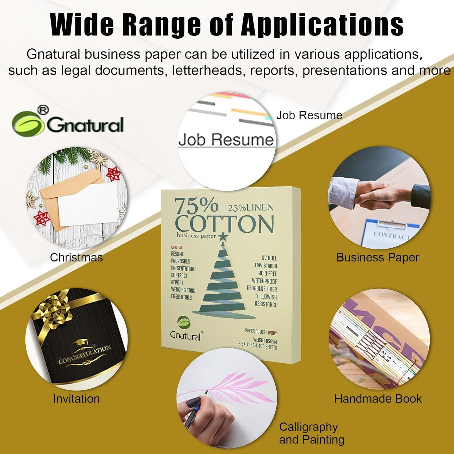 75% cotton 25% linen business paper ivory 85gsm 8.5w x 11l resume paper Won’t