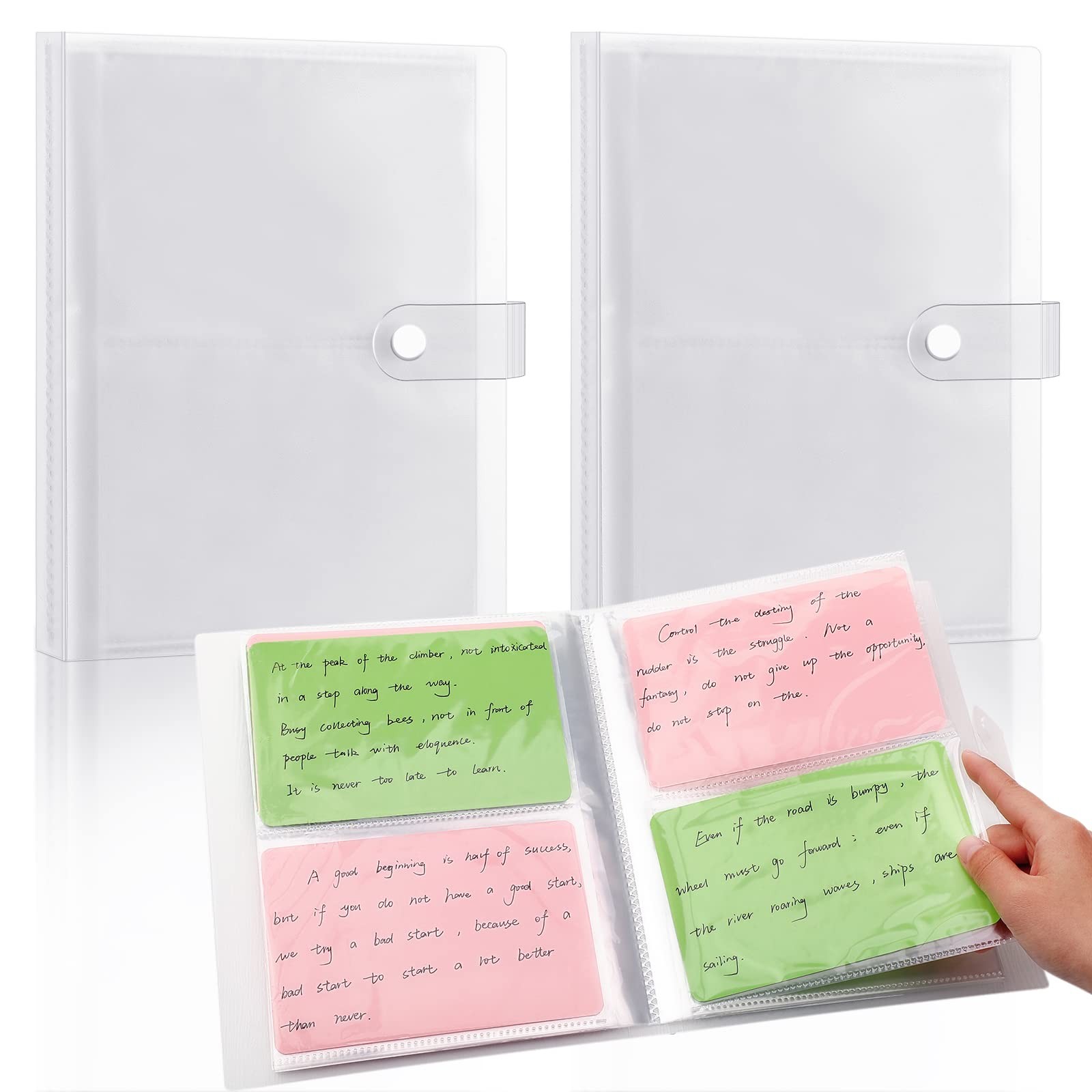 2 Pack 4×6 Inch Index Card Holders Plastic Sleeves Index Card Booklet Folder