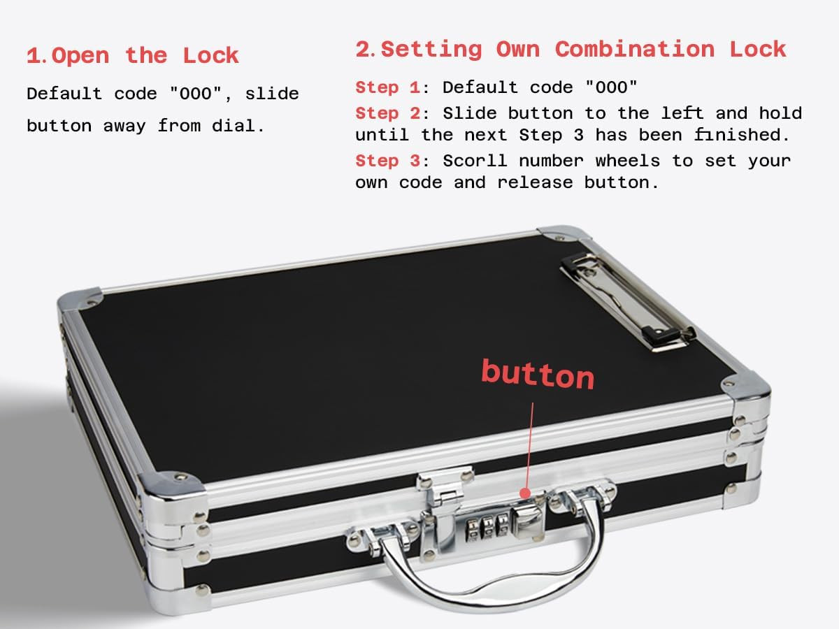 Sooez Combination Lock Clipboard with Storage, Heavy Duty Metal Storage Clipboar
